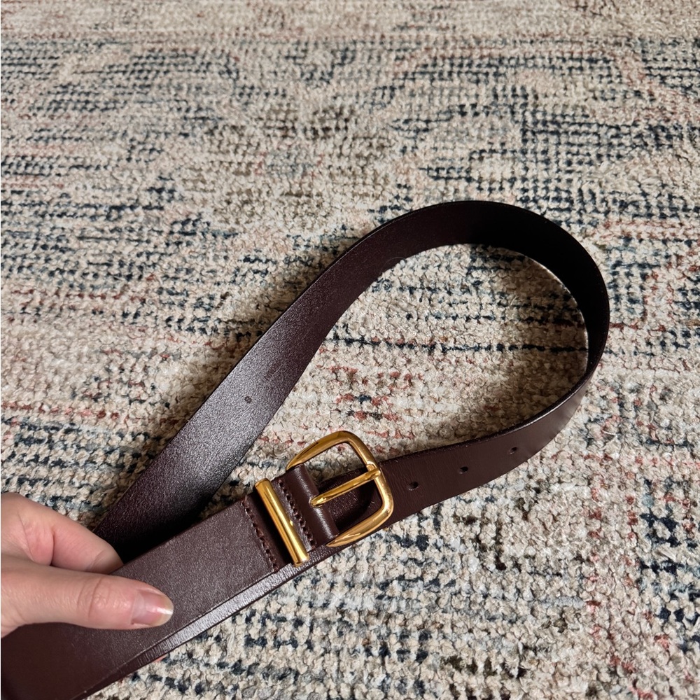 Madewell Dark Brown Belt with Gold-Tone Buckle
